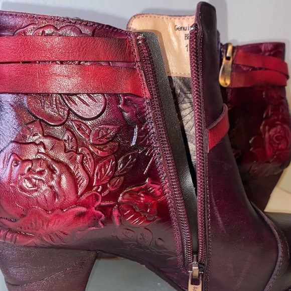 L’Artiste by Spring Step Beauti Zip Booties Leather Shoes Plum Sz 39 (US 8.5) - Picture 10 of 15